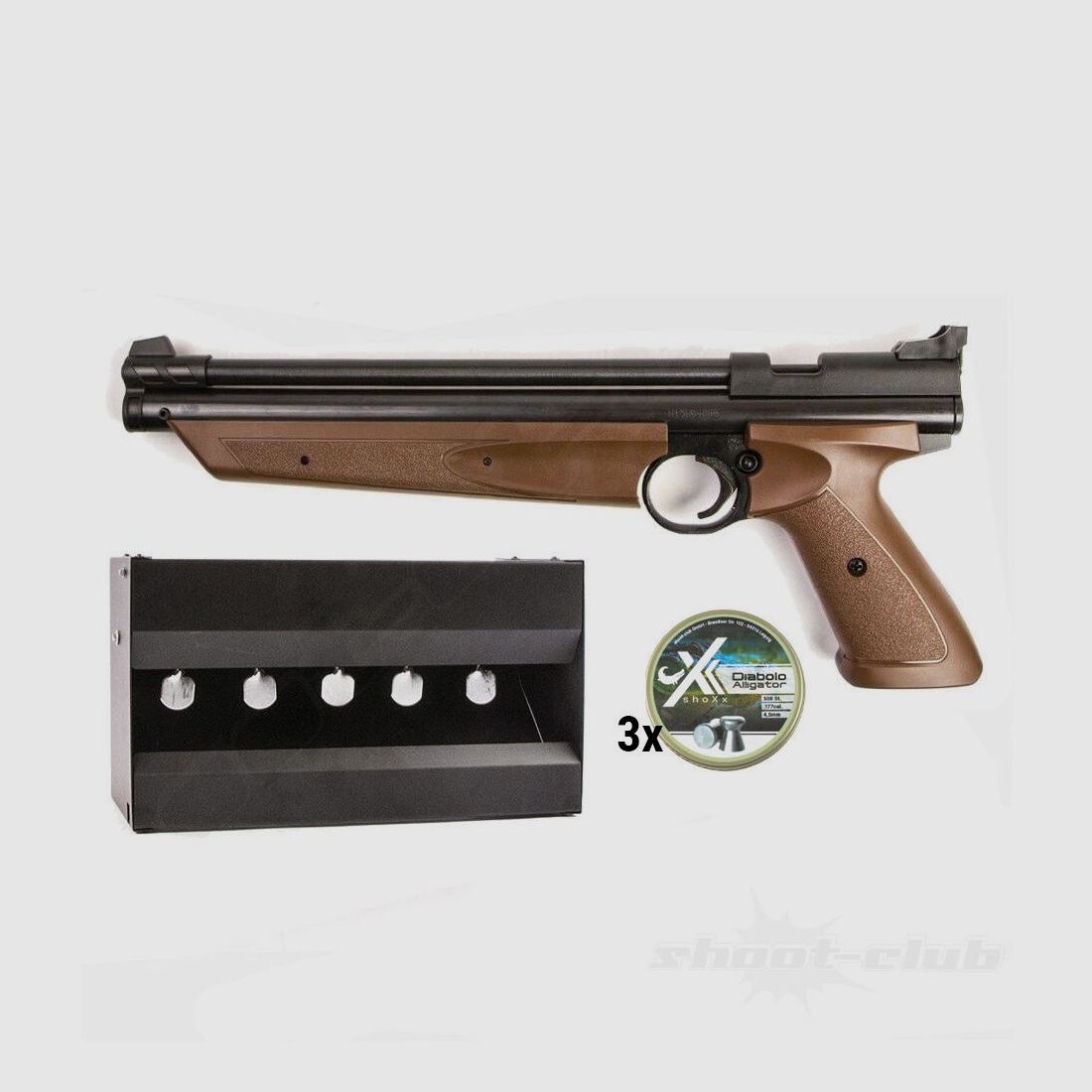 Crosman	 Crosman Classic 1377 braun 4,5 mm im Plinking Set