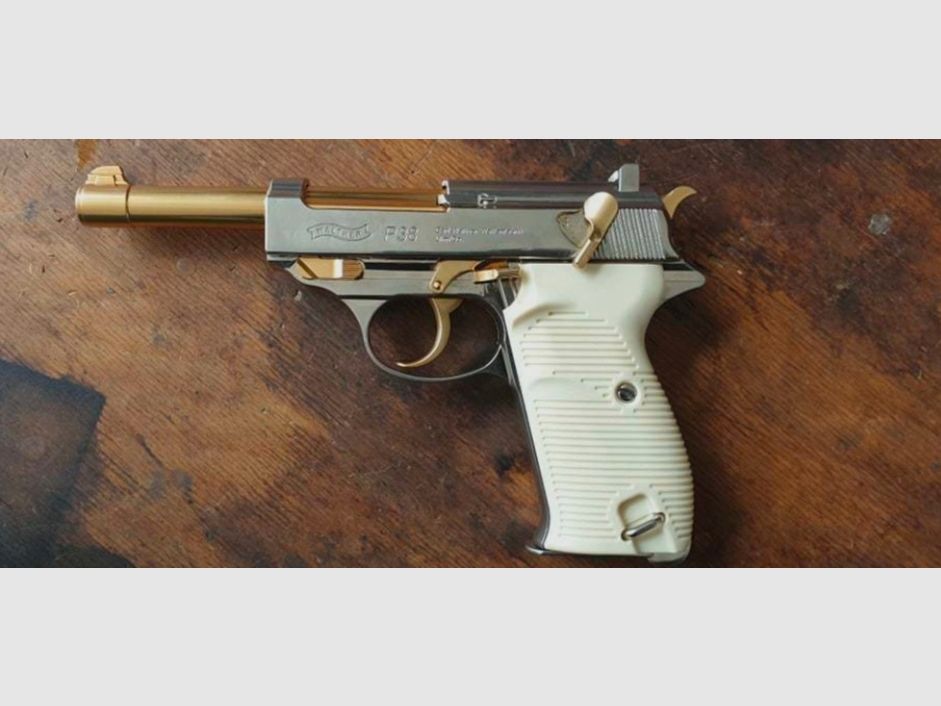Verkaufe Walther P 38 in Goldoptik mit Gas Blowback