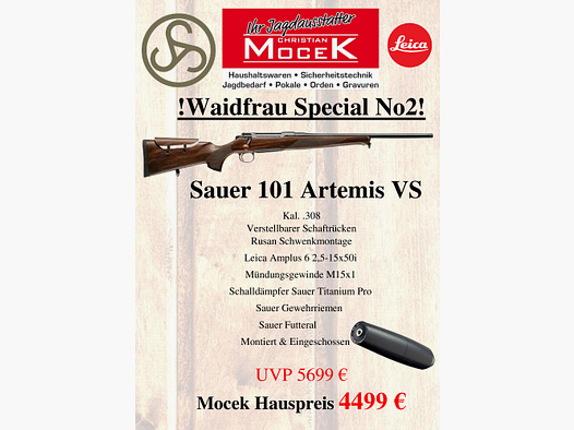 Sauer	 101 Artemis VS, mit Leica Amplus 6 2,5-15x50 i, EINZELSTÜCK