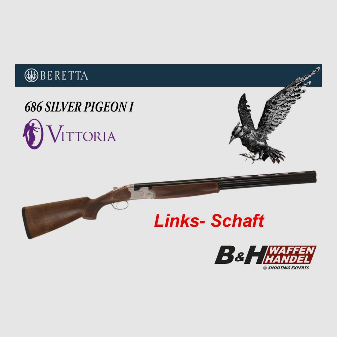 Beretta 686 Silver Pigeon 1 Vittoria Jagd LINKS Schaft| Damenflinte | Bockflinte | Jagdflinte