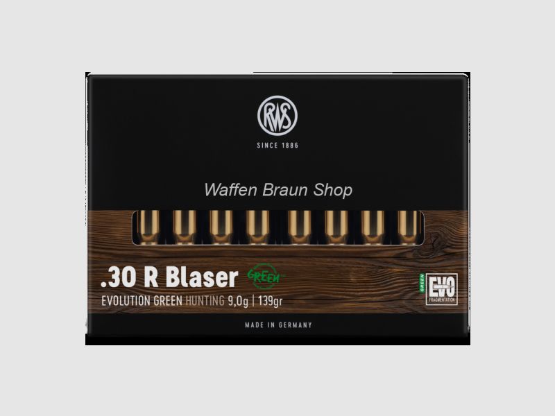 RWS .30 R Blaser Evolution Verde Caccia 9,0g/139 gr 20 pezzi