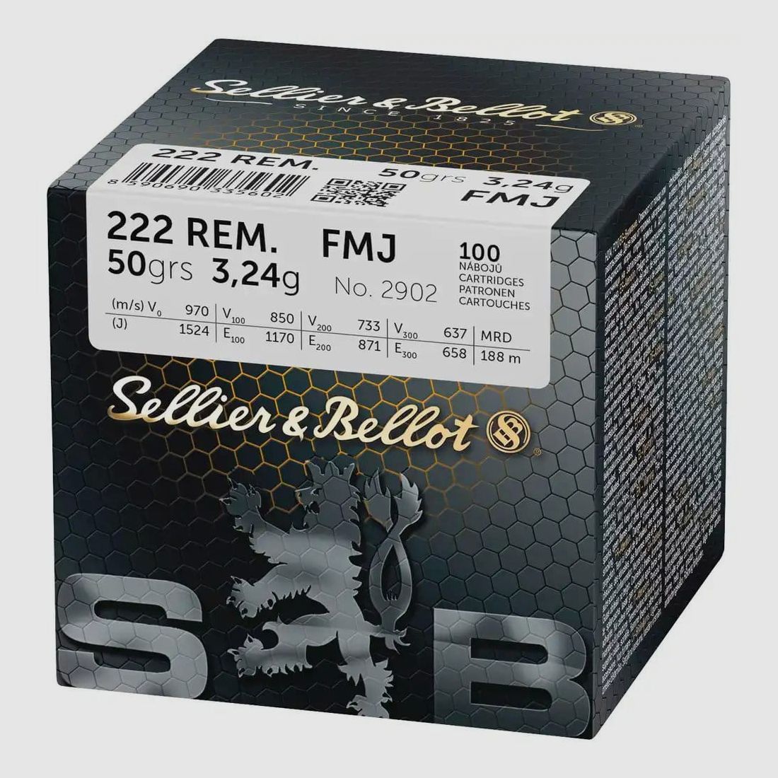 Sellier und Bellot .222 Rem. Vollmantel Munition 50 grs. 100 Stk.