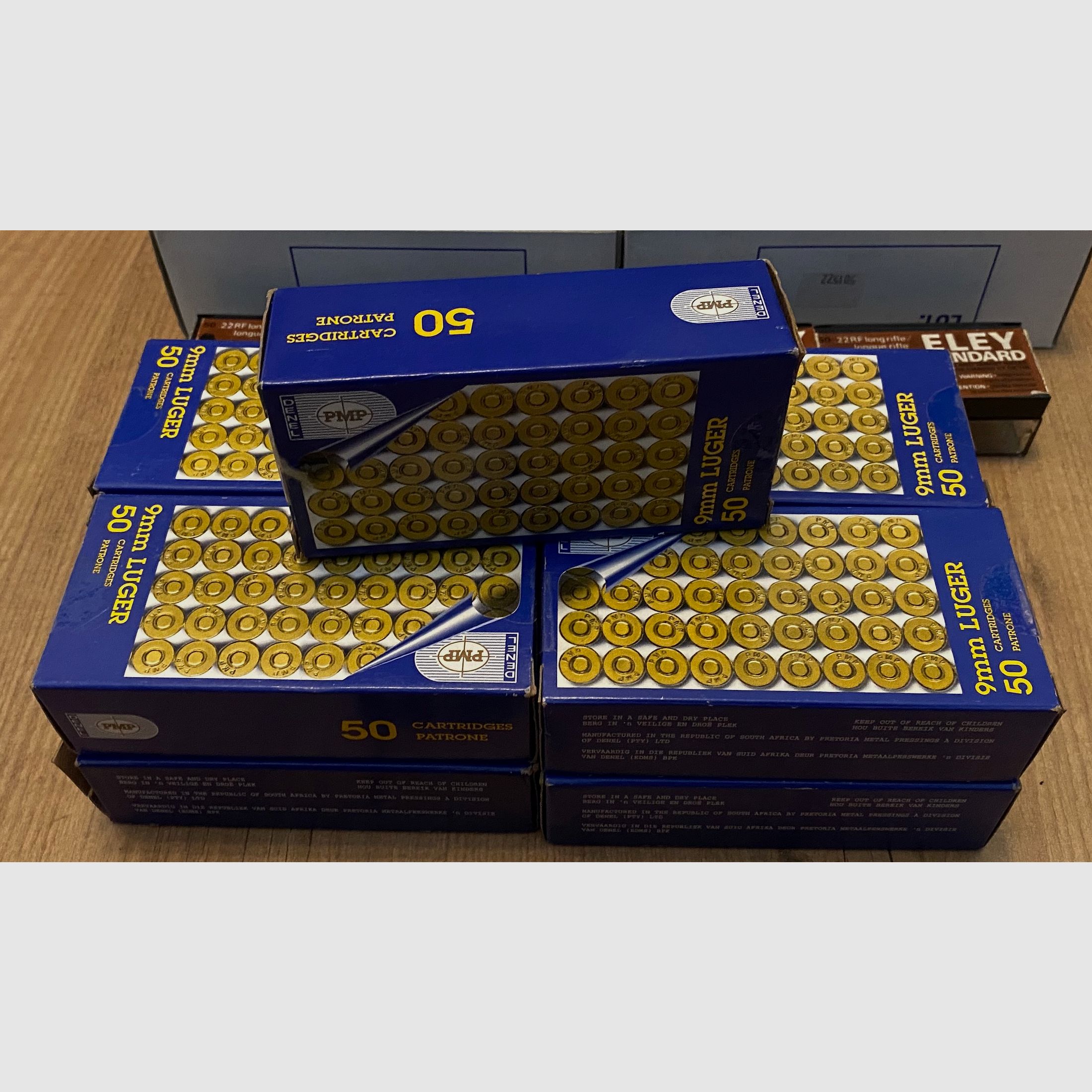 Selling 450 rounds of 9 mm Luger caliber from the manufacturer Denel PMP