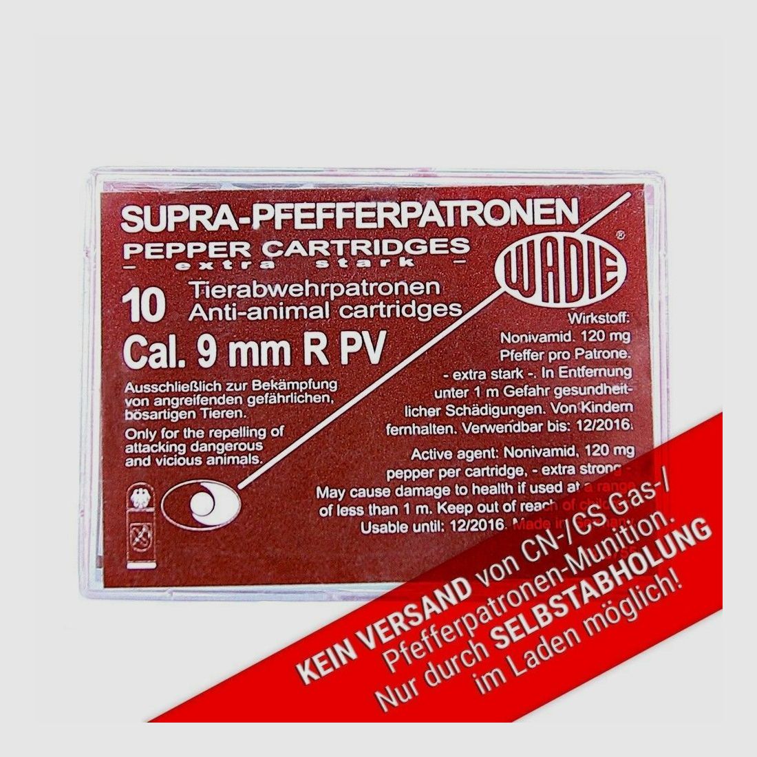 Wadie Supra cartouches au poivre R PV - 120mg NV en calibre 9mm