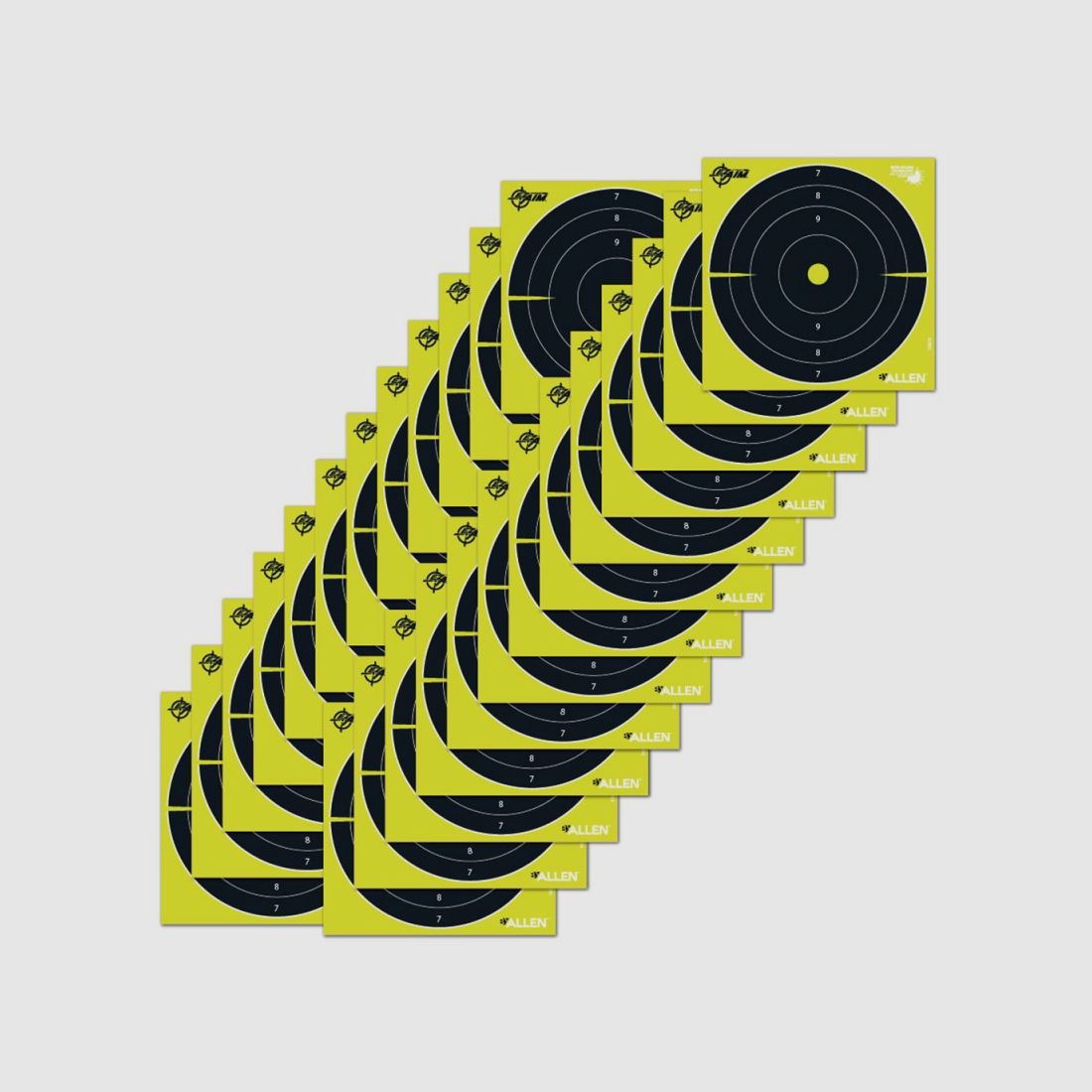 EZ AIM Splash Reactive papieren schietschijven Bullseye zwart / chartreuse, 25-pack, afbeelding 1 van 4