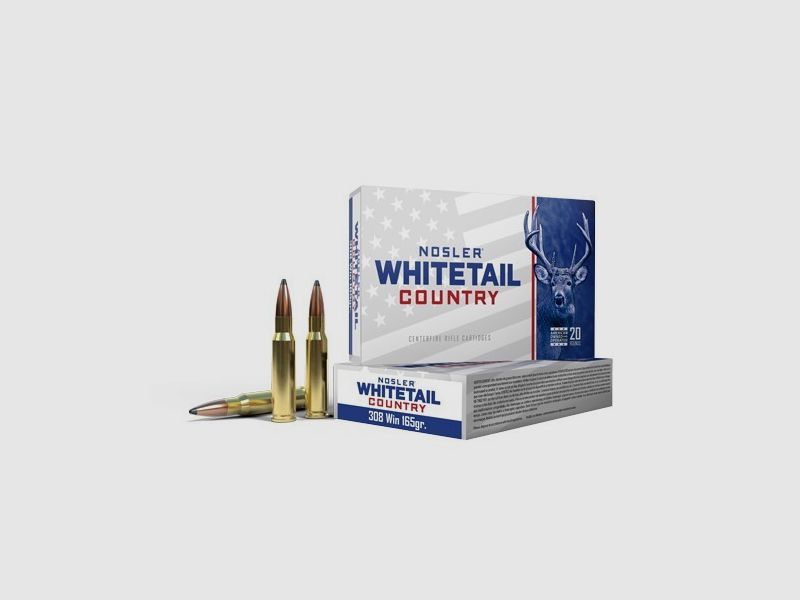 Patronen Nosler Kal. 308 Win – 165gr Solid Base Whitetail Country, Bild 1 von 3