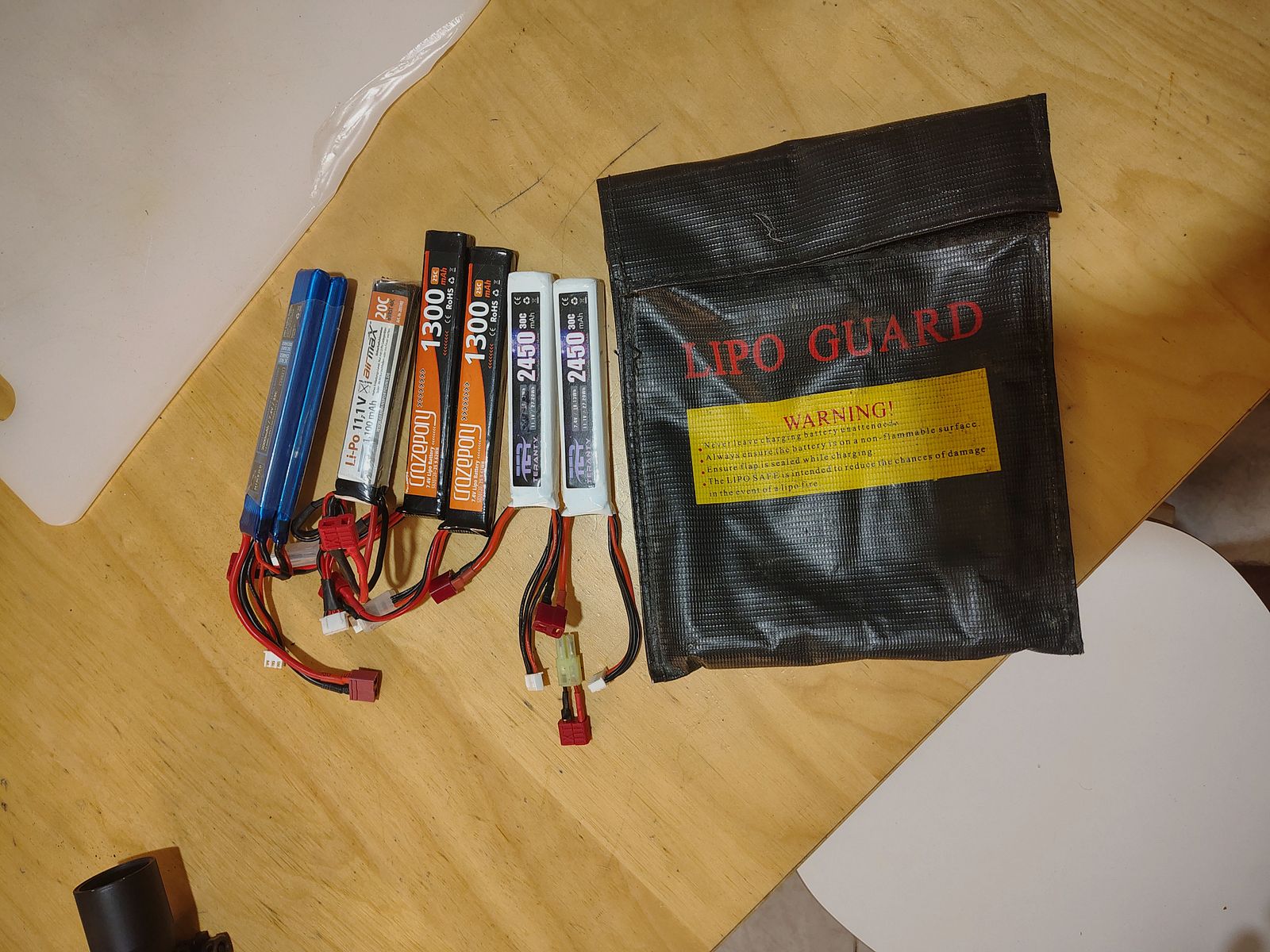 6x Airsoft LiPo Akku Set (11.1V & 7.4V) – Geprüft per Tester + LiPo Guard Tasche