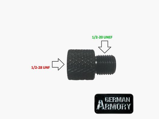 Gewindeadapter von 1/2X28 - 1/2X20 o. 1/2X20 - 1/2X28 Schalldämpfergewinde Laufgewinde Waffengewinde