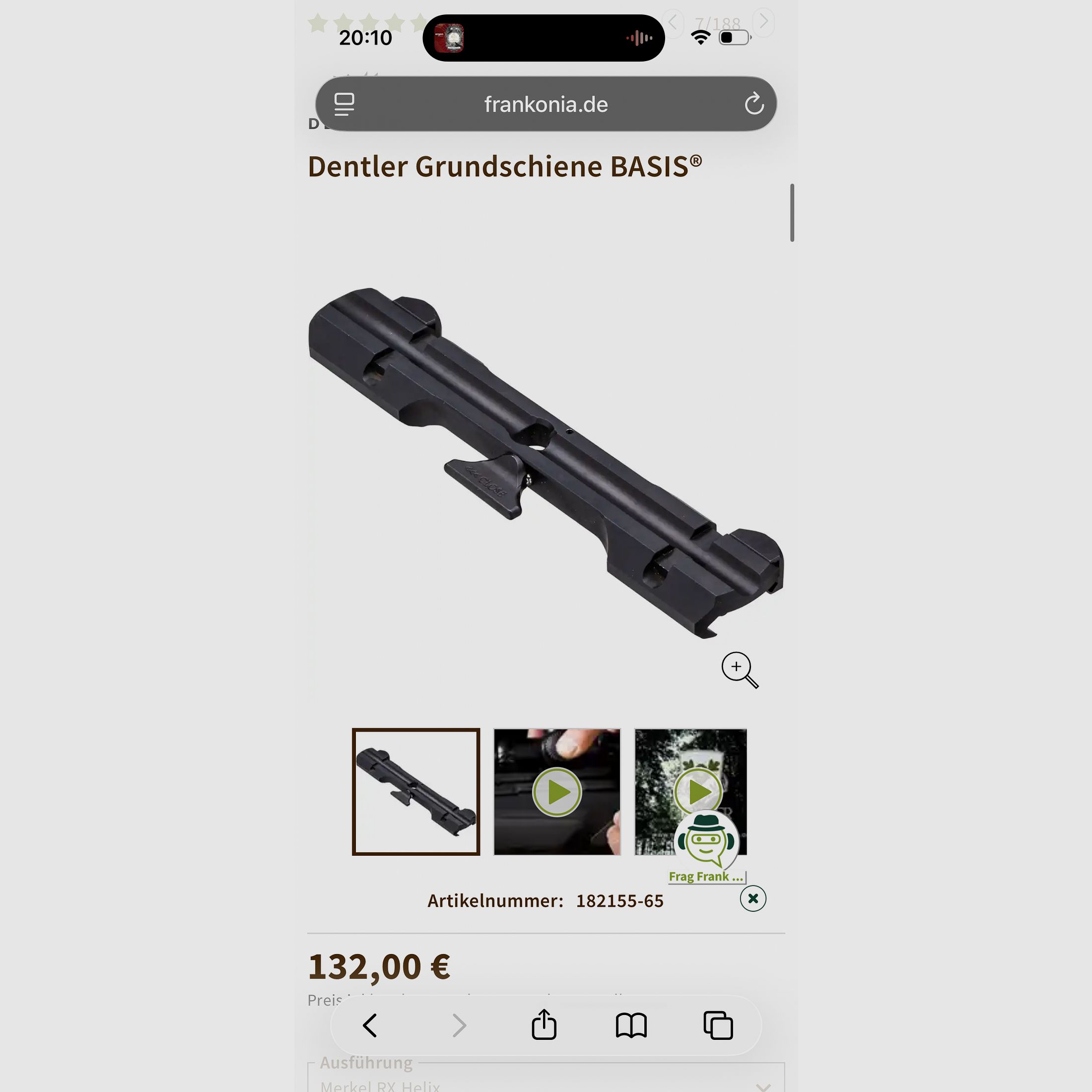 DENTLER base rail Basis for *Merkel Helix*