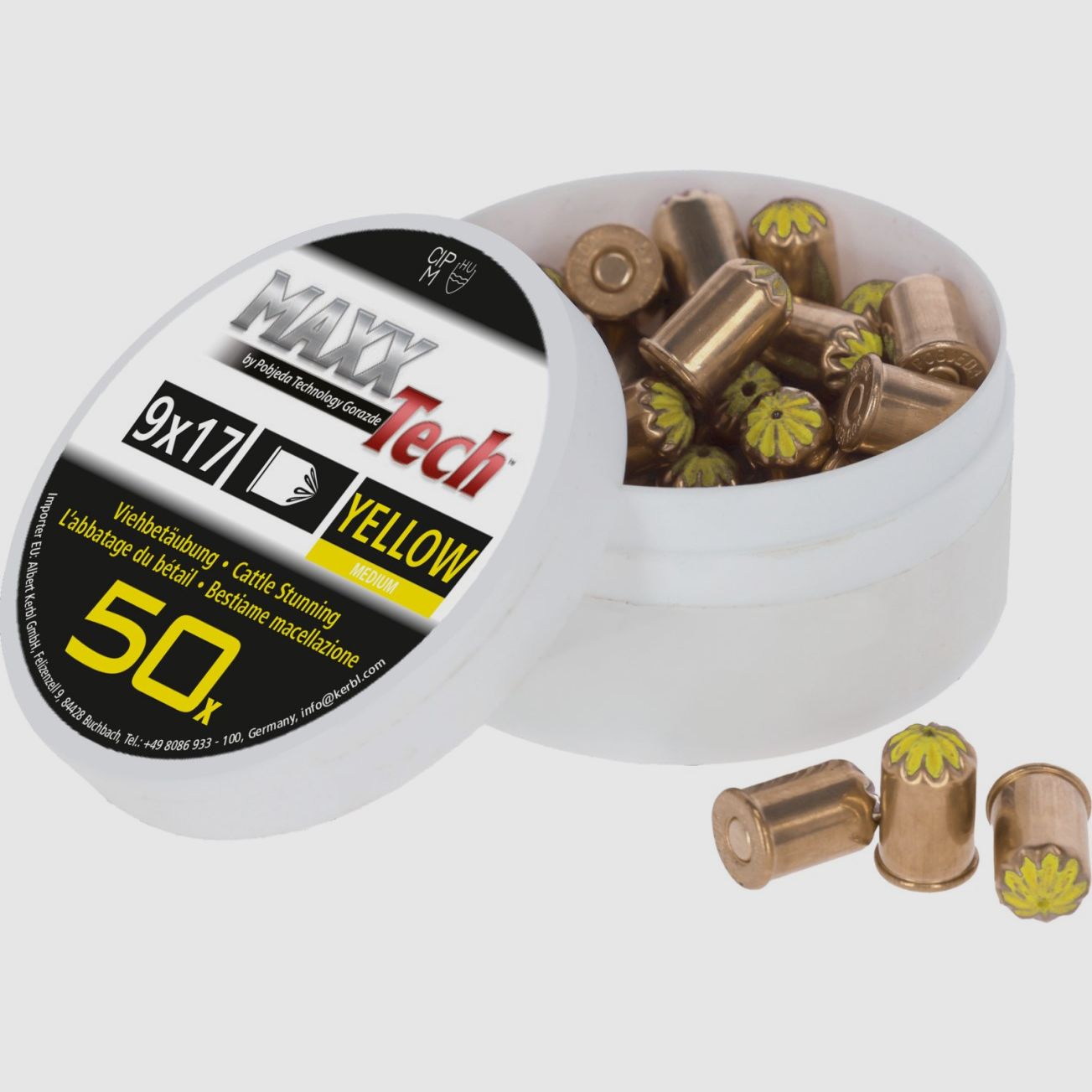 Speciale patronen Kal. 9x17 geel voor woelmuis zelfschietapparaten 50 schoten