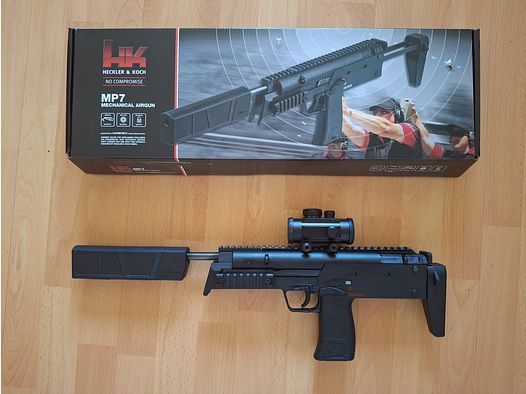 Heckler & Koch MP7 SD rifle de resorte calibre 4,5 mm Diabolo OVP