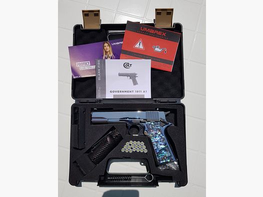 Colt 1911 Chrom, neu, unbeschossen, lange Federführung, Sammlerstück.