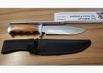 Coltello da caccia / coltello Bowie con impugnatura in legno e fodero