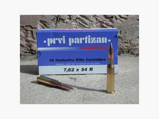 Cartouches Partizan Cal. 7,62x54R 170-Grs FMJ-BT x20