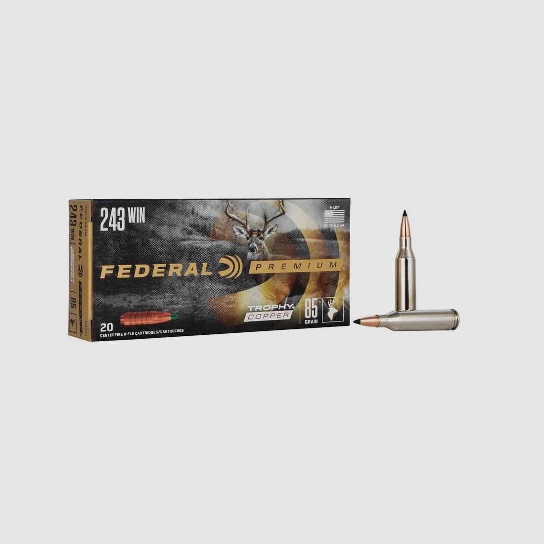 Federal Premium .243 Win Trophy Copper lead-free 5.5g 85grs. 20 pieces