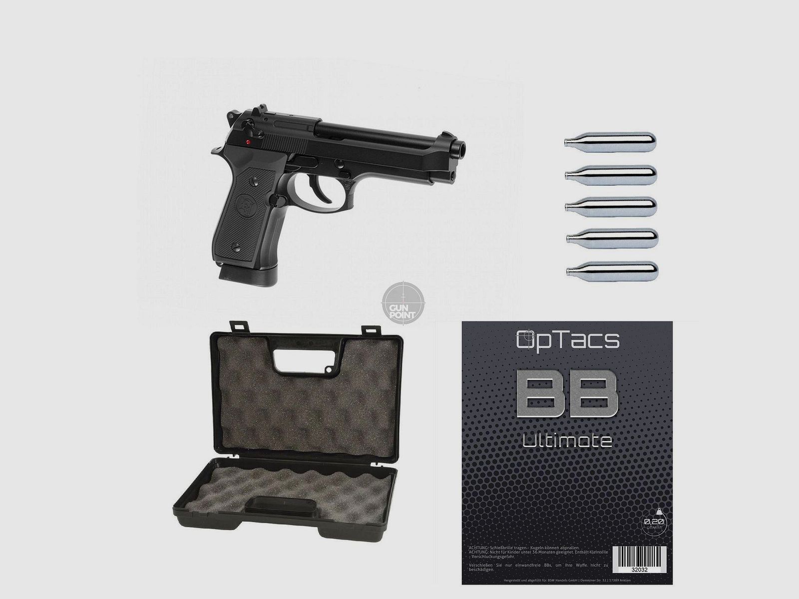 SET !!! Softair - Pistola - KJ Works - M9 Full Metal Co2 - a partir de 18, más de 0,5 Joule