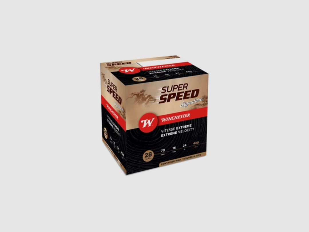 BOX MIT 25 PATRONEN WINCHESTER SUPER SPEED 24G BOURRE JUPE CAL.28/70 BLEI 7.5