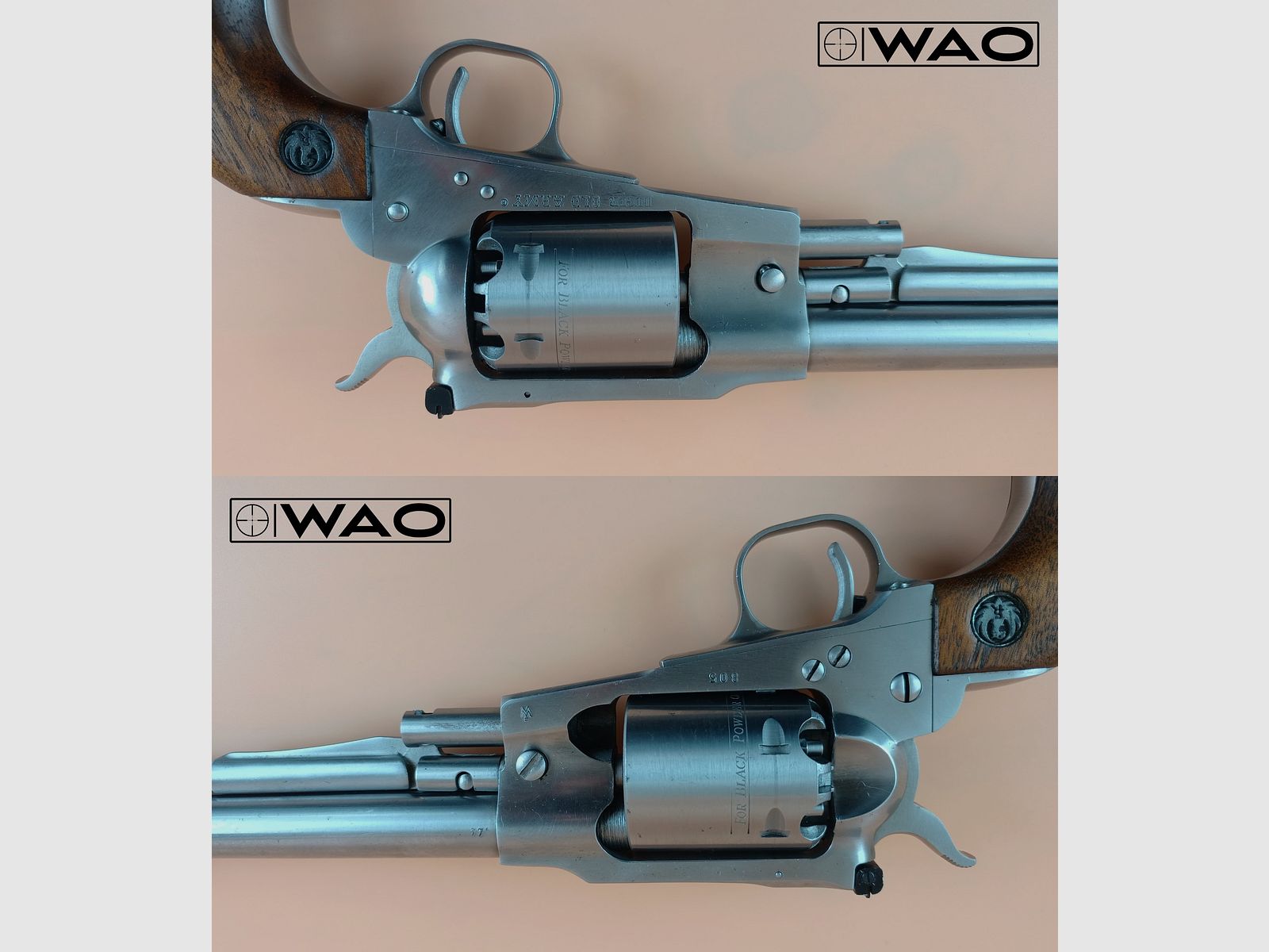 Perkussions-Revolver Sturm, Ruger & Co. Old Army, Kal. .44 (Schwarzpulver), Schwarzpulver BP *Edelstahl - neue Zündhütchen*