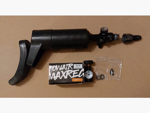 Sig Sauer MCX + MPX PCP conversion with shoulder stock and PSI gauge.