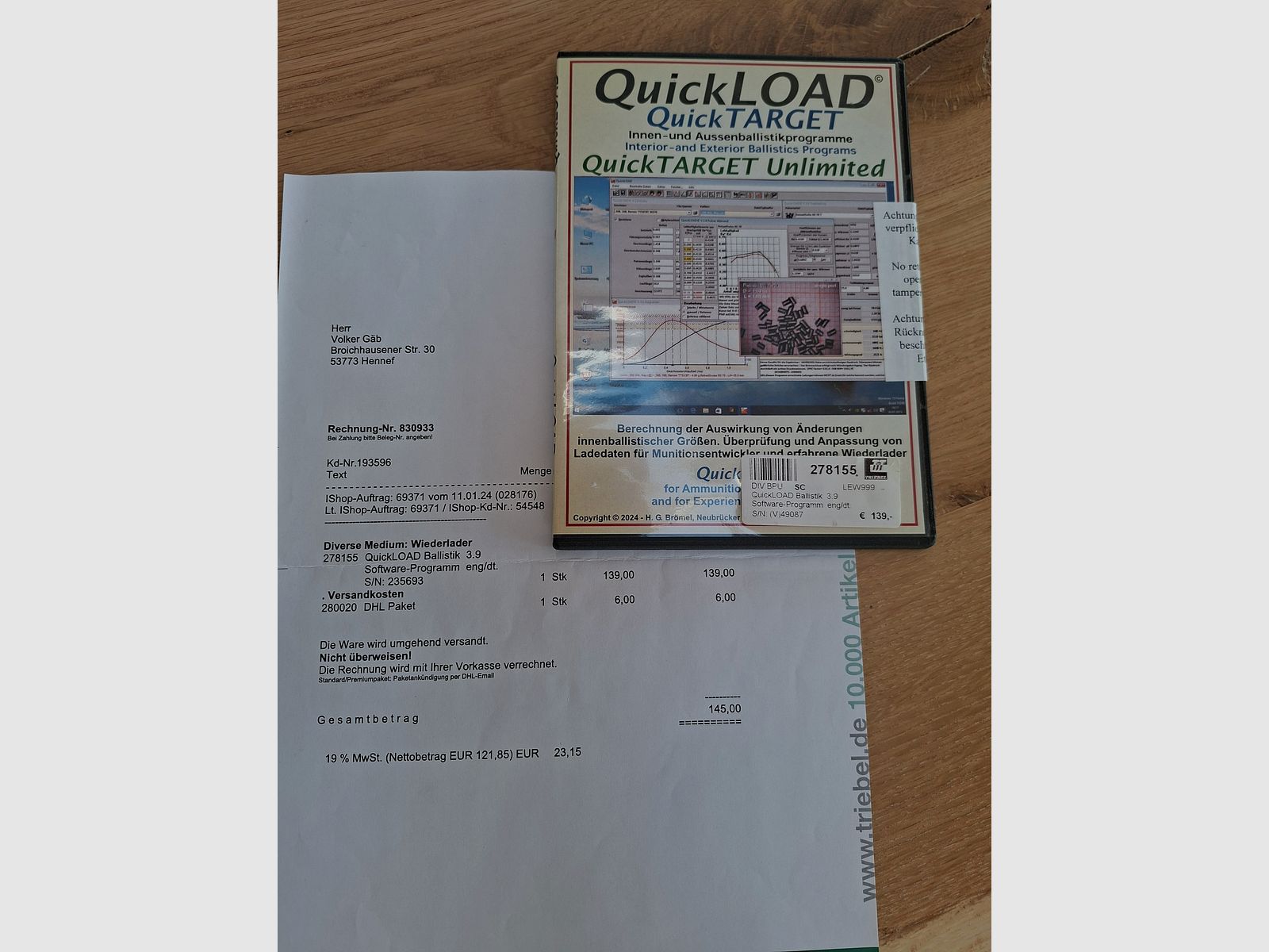 Quickload- Quicktarget 3.9 logiciel de balistique