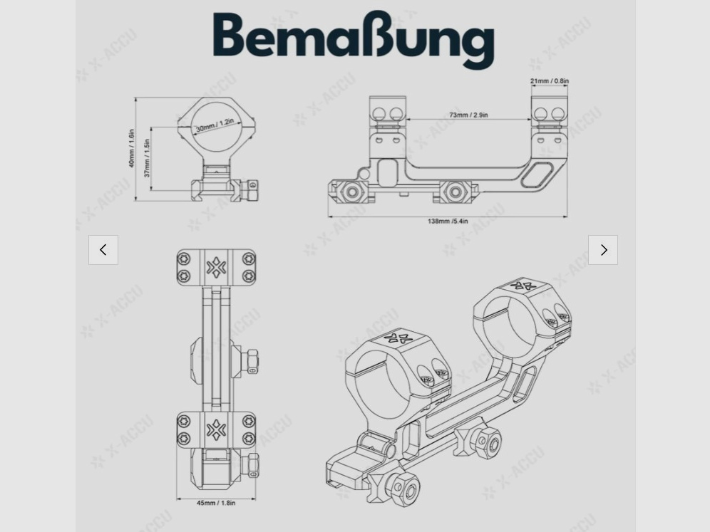 Vector Optics SCACD-23 Cantilever-Blockmontage mit eingebauter Wasserwaage für 21mm Schiene