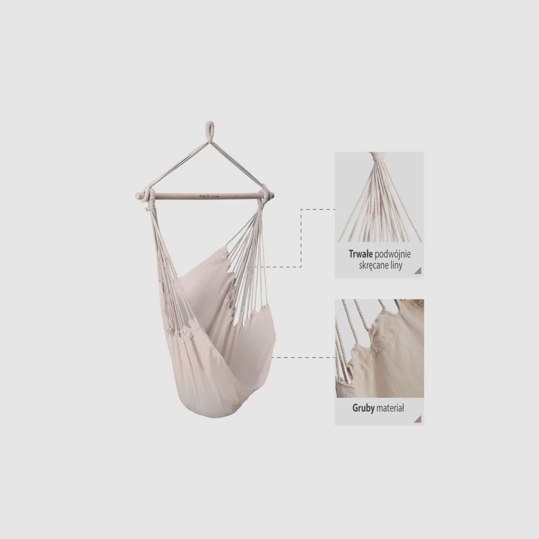 NC0033 Hanging chair 130x100cm Beige Nils Camp