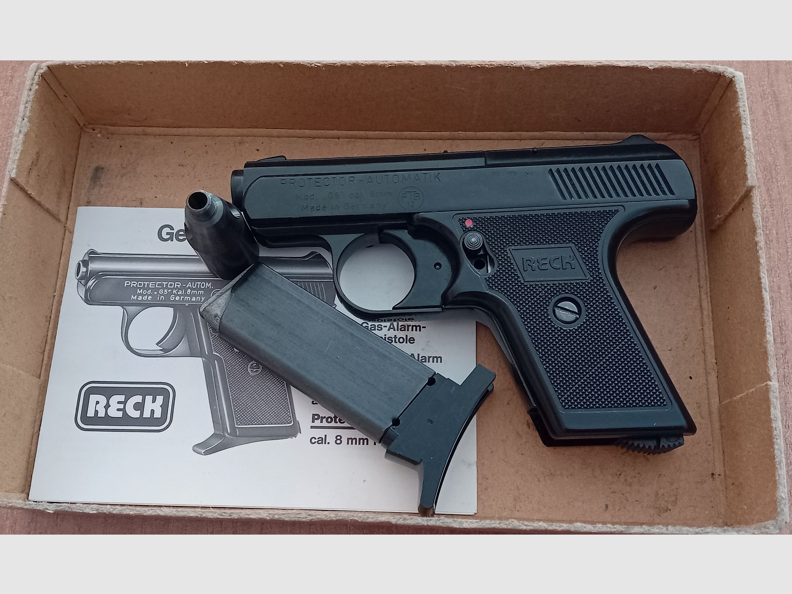 Ancien Reck Protector Autom. Mod. “G5” dans le premier PTB 12/ Cal. 8 mm Knall