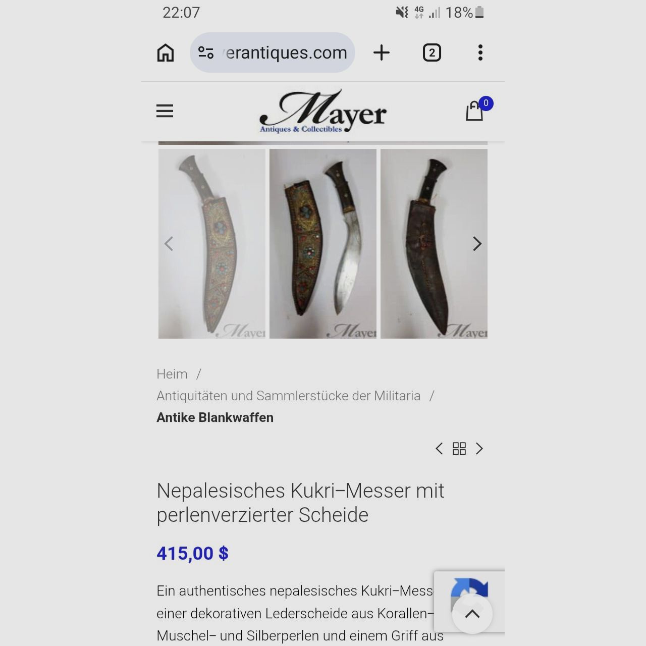 Nepalese kukri machete