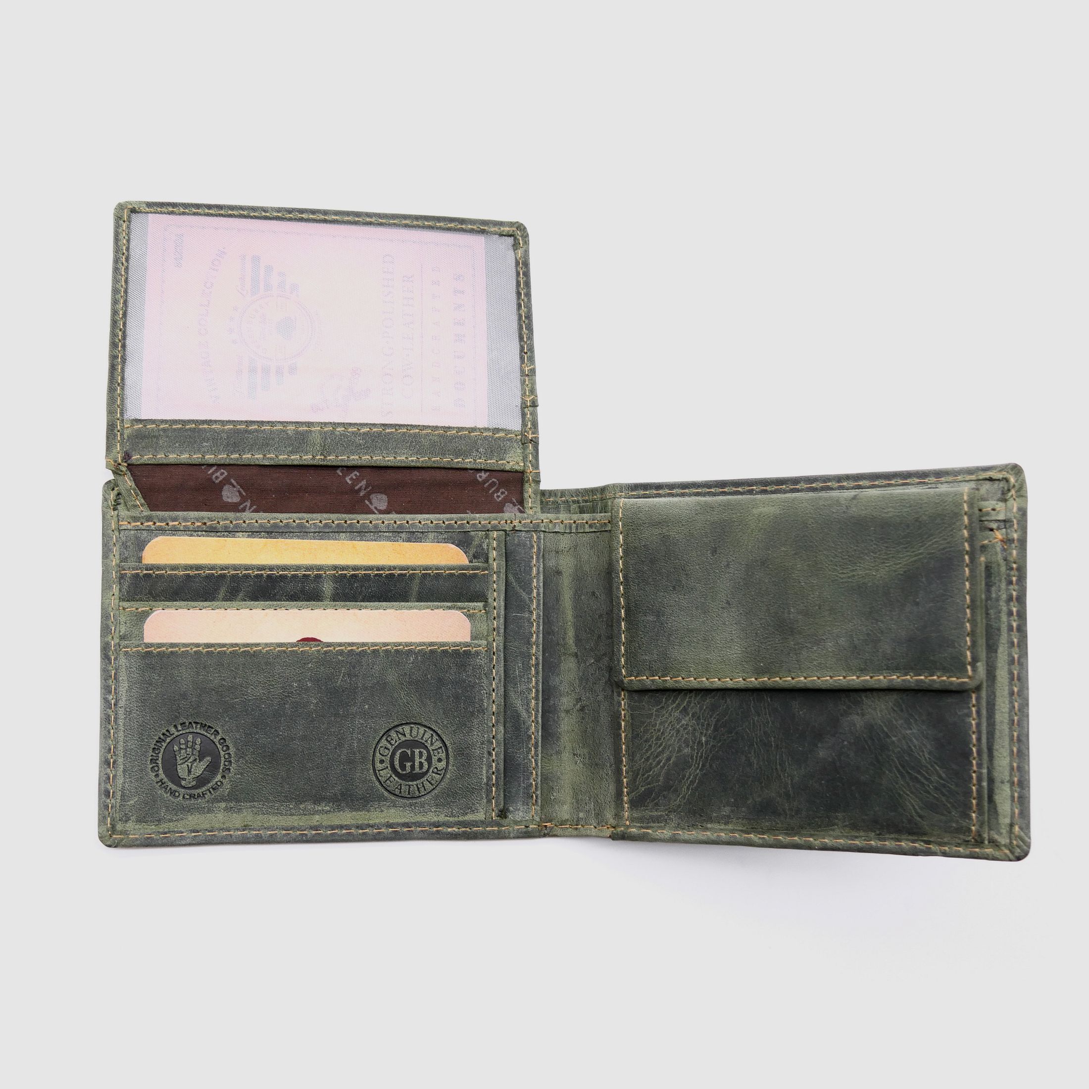 Greenburry Leder Geldbörse olive Vintage Animal Collection Keiler stag 1705-wildboar-30, Bild 4 von 5