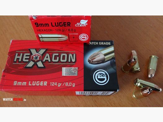 Geco 100 STÜCK PATRONEN GECO HEXAGON CAL. 9MM - 8,0G