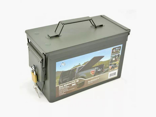 NATO / US ammunition box size 2 (Cal.50), metal, lockable, lock with 2 keys, olive, without print, new