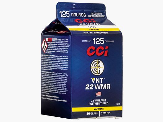 CCI .22 Win. Mag. 1.90g VNT Varmint & Target Ammunition 125 pcs