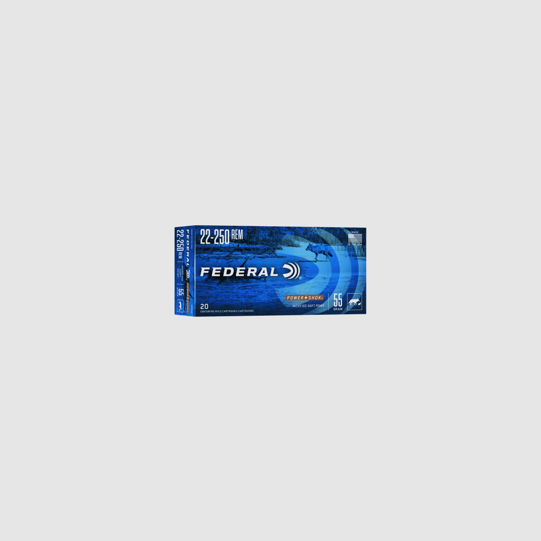 Federal Büchsenmunition .22-250 Rem. 3,6 g / 55 gr Jacketed Soft Point Power Shok
