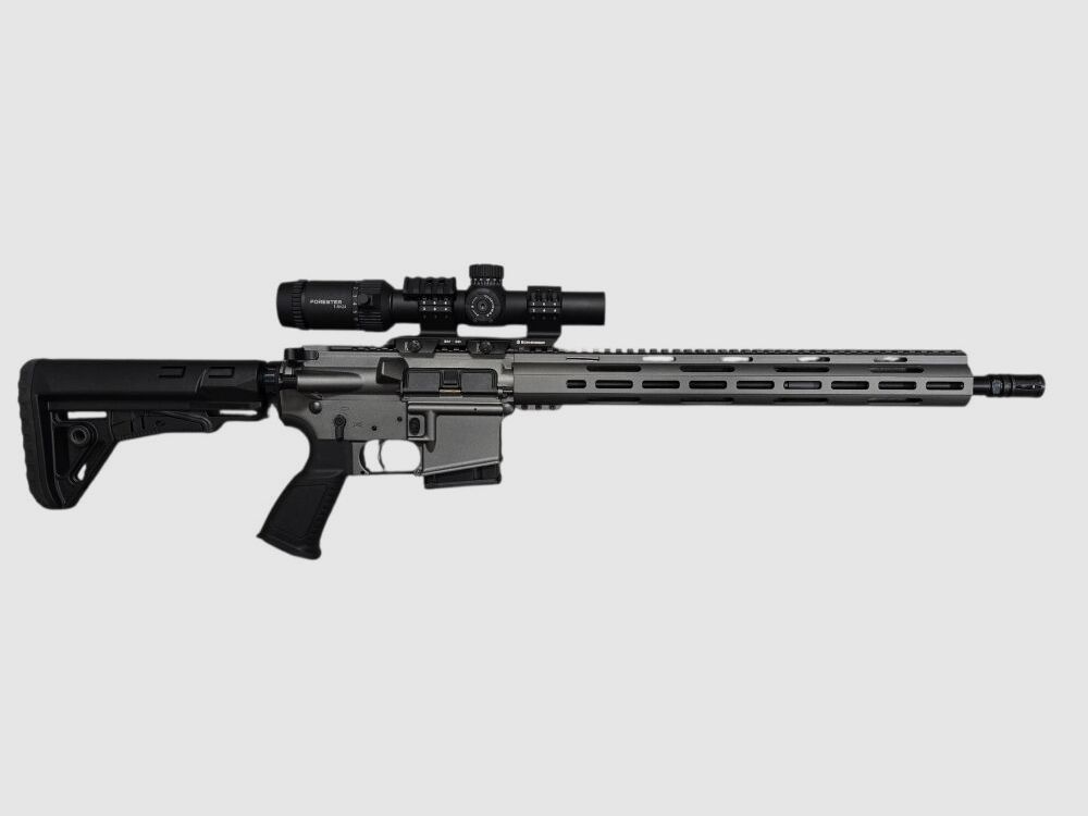Lux Def Tec L5L AR15 >GREY< (langer Handguard) halbautomatische Büchse 223 + Vector Forester 1-8x24L4 + Schmeisser SM30 QM Cantilever Mount