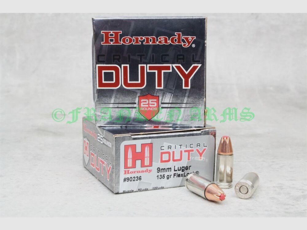 Hornady 9mm Luger Critical Duty 135gr. 25 piezas precios por cantidad