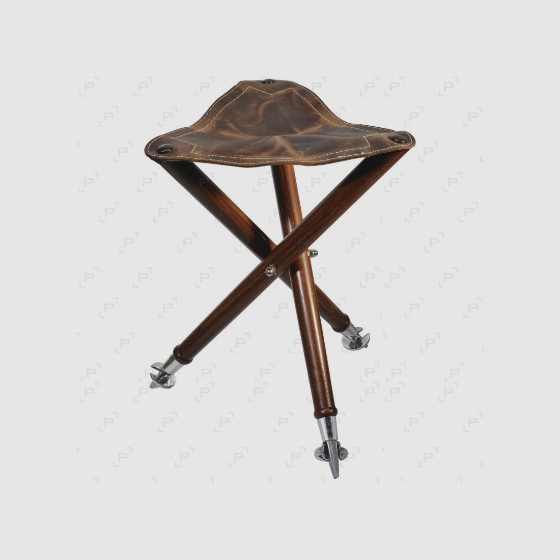 Tripod PISTEURS leather seat 38 cm metal legs
