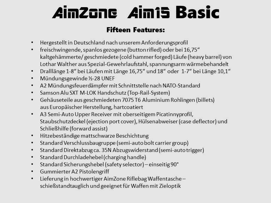 AimZone Ha.Büchse .223Rem AimZone Aim15 Basic Sporter 18L System AR-15 +Geco 1-6x24 Zielfernrohr+Burris PEPR
