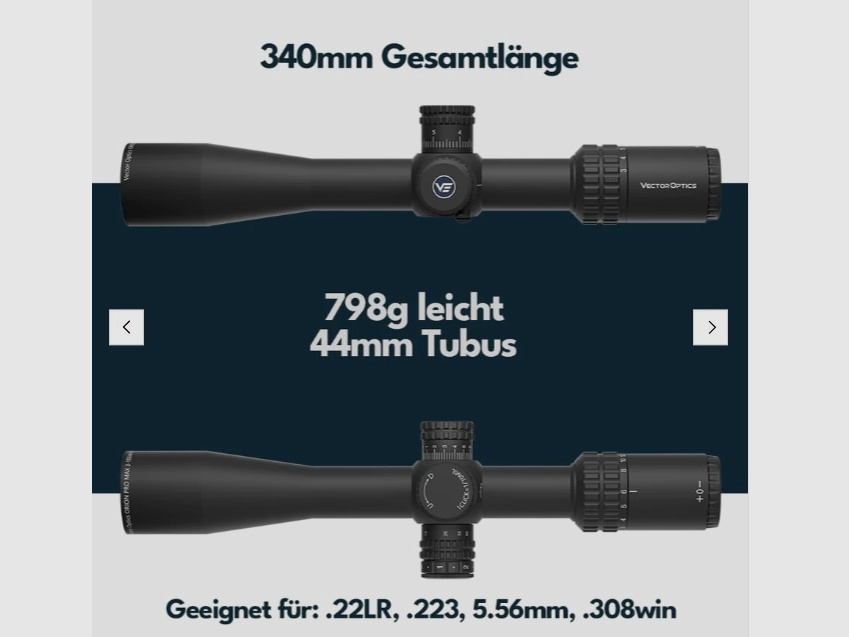 Vector Optics SCFF-49 Orion MAX Zielfernrohr 3-18x44FFP HD - Montage für 21mm Picatinny/Weaver