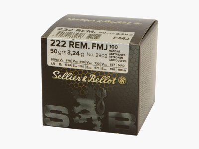 S&B Büchsenmunition .222 Rem. 3,24 g / 50 gr Full Metal Jacket Schüttpackung mit 100 Stück