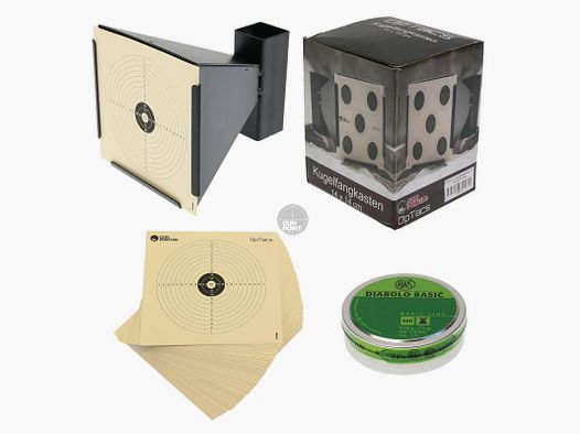 SET OpTacs - bullet trap 14 x 14 cm including 50 target sheets & 500 pcs. RWS diabolos cal. 4.5 mm