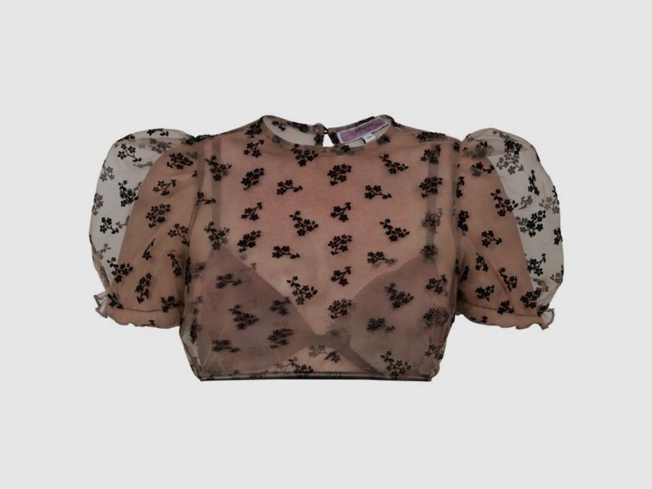 Marjo D-Dirndl Blusa Kohlwies Manga Abullonada Manga Corta, imagen 1 de 6