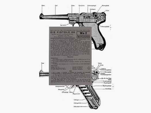 Nachdruck Taschenkarte Wehrmacht Pistole 08