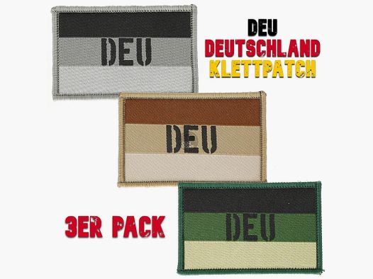 OpTacs DEU Patch 3-pack - Velcro badge Germany woven - grey, green, desert