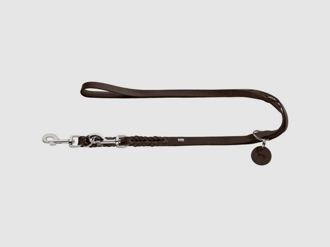 Hunter Adjustable Leash Solid Education Soft Full Grain Leather / Brown
