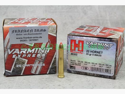 Hornady V-Max .22 Hornet 35gr. 2,3g 25 Stück Staffelpreise
