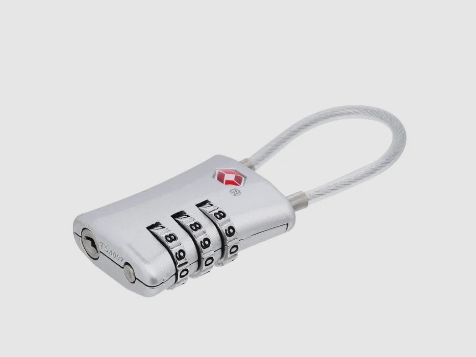 TSA luggage lock "Comfort" with steel cable in silver