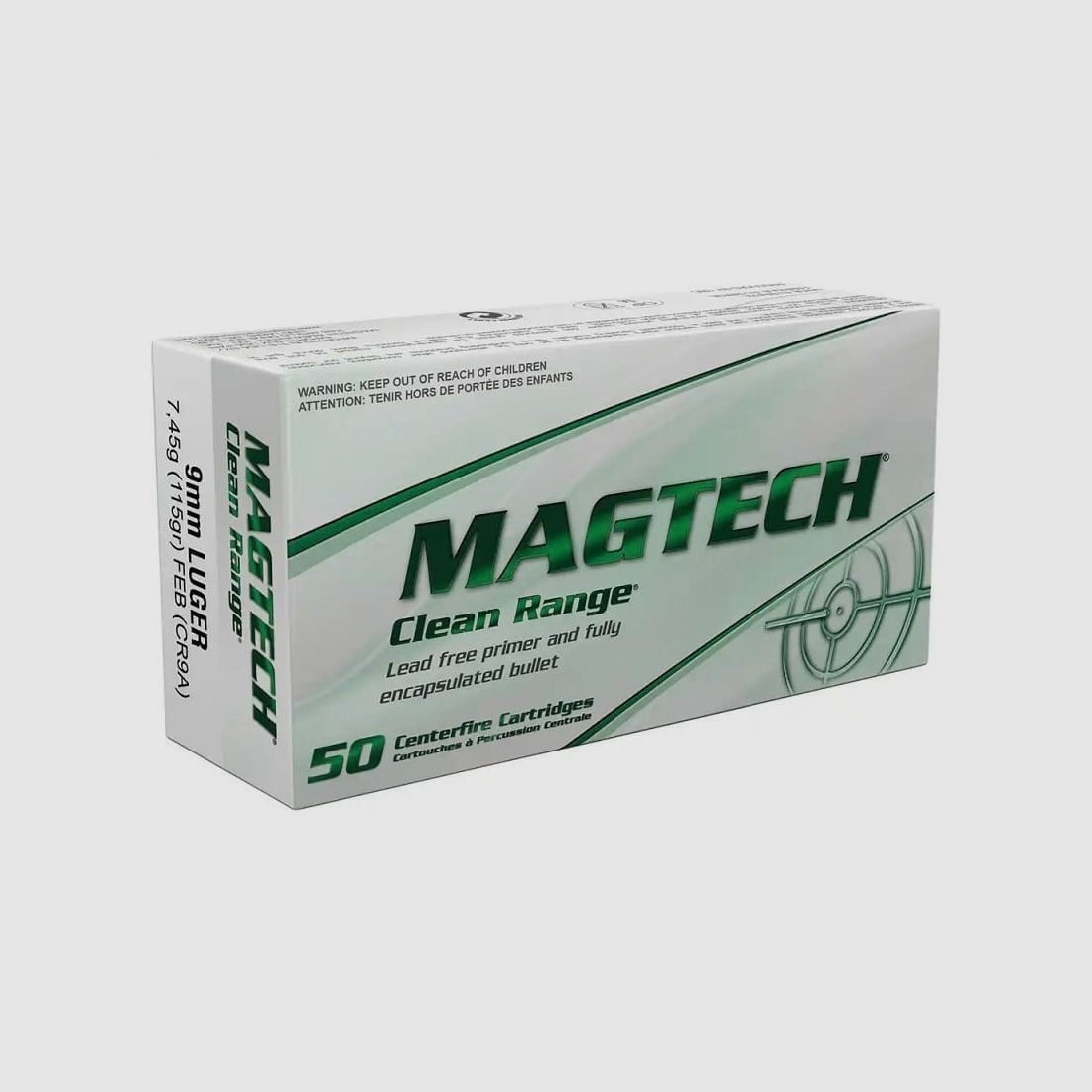 Magtech 9 mm Luger FEB Vollmantel 115 gr. CR9A Clean Range - 50 Stk.