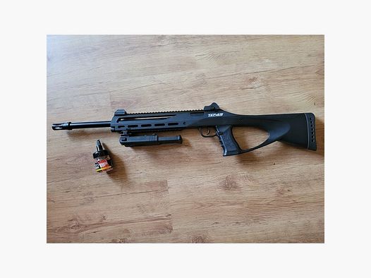 ASG CO2 Luftgewehr TAC 4.5 mit Zweibein Kal. 4,5mm BB schwarz, Kugeln u. Ersatzmagazin