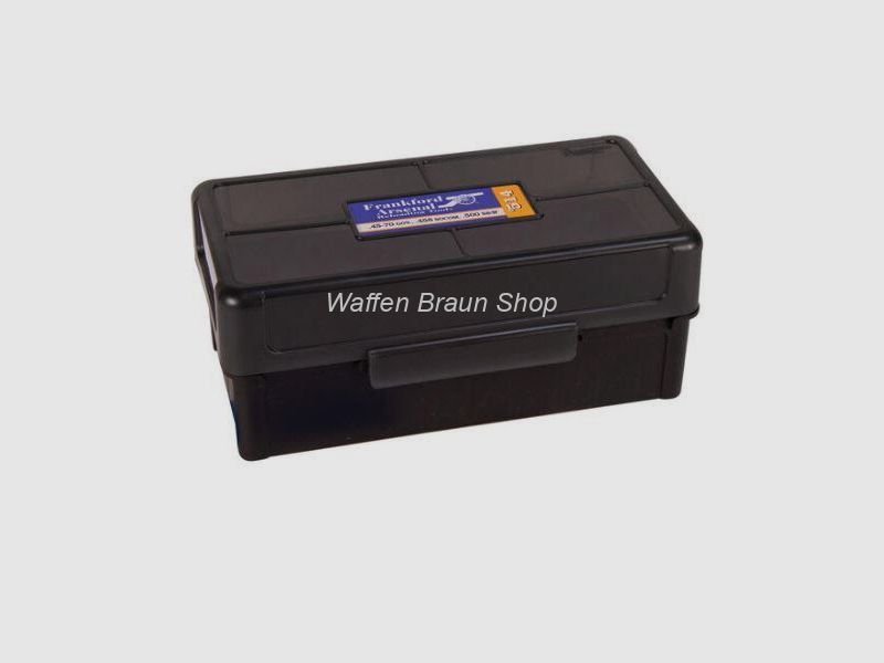 Frankford Arsenal Munitionsbox #514 mit Scharnier, f. 50 Patronen Kal. .38-56 W.C.F., .38-7