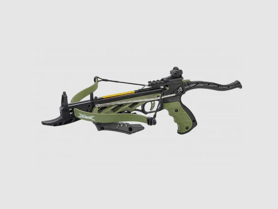 Pistolenarmbrust "ALLIGATOR I" , Farbe: Bicolor (Oliv / Schwarz), 80 lbs / 35kg